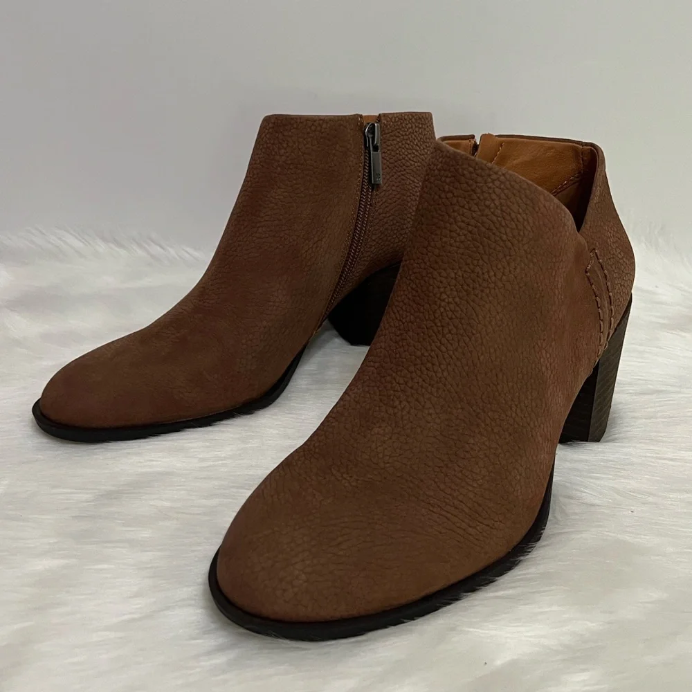 Lucky Brand Bellita Leather Ankle Boot In Brown Size 7.5 NWOB
